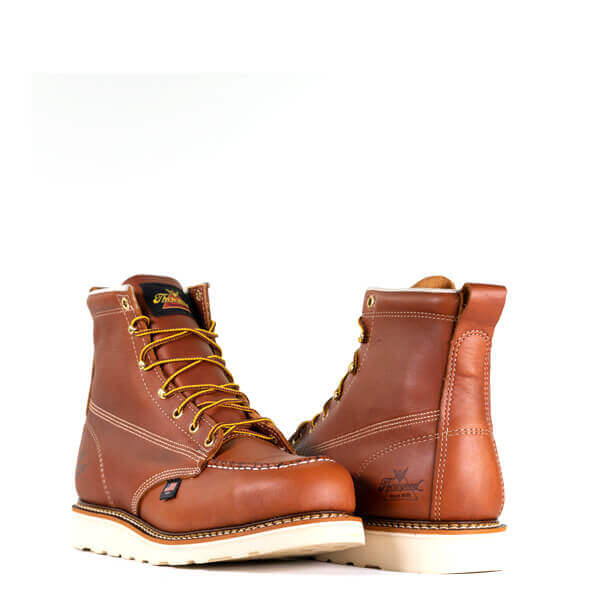 Front and back view of American Heritage 6" tobacco moc toe