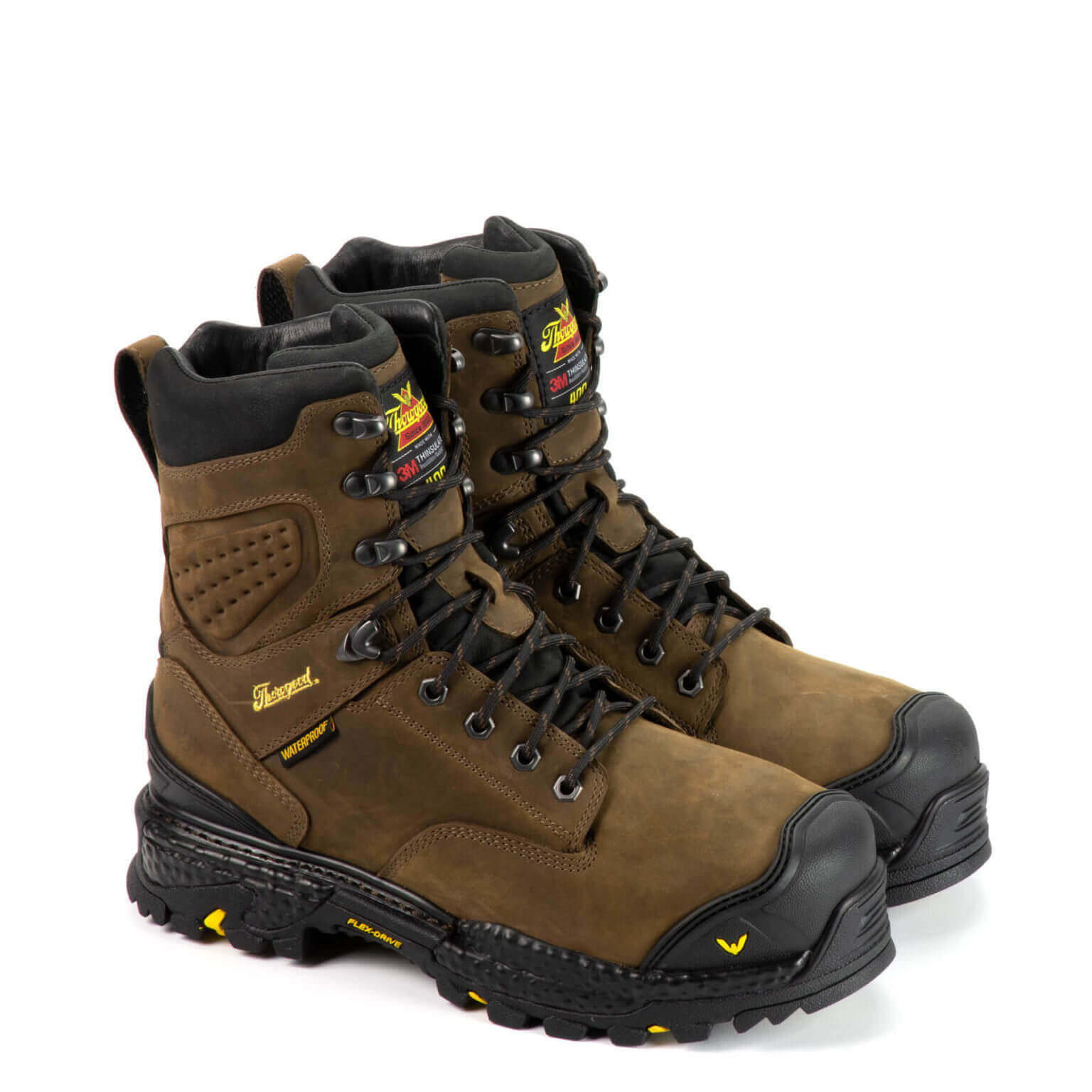 Pair shot of infinity FD series 8" studhorse insulated waterproof safety toe boot
