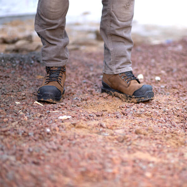 Image of infinity FD series 6" studhorse waterproof safety toe boot on a person