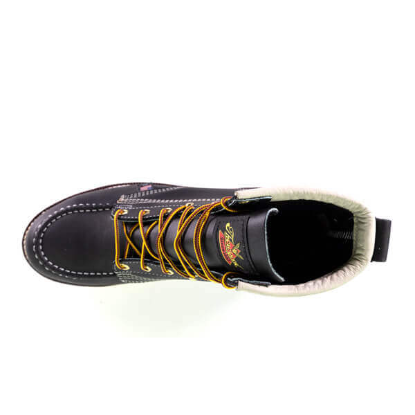 Top view of American Heritage 6" black safety toe, moc toe
