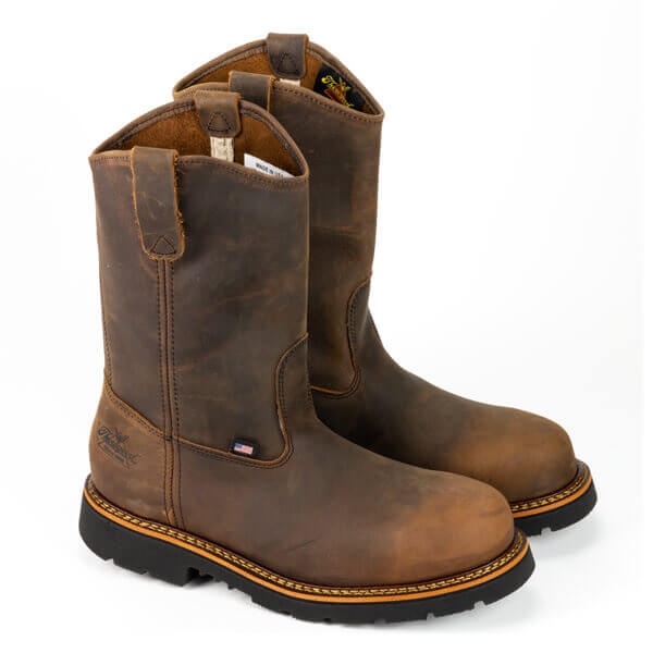 Pair shot of American Heritage 11" crazyhorse safety toe with a black 90 sole