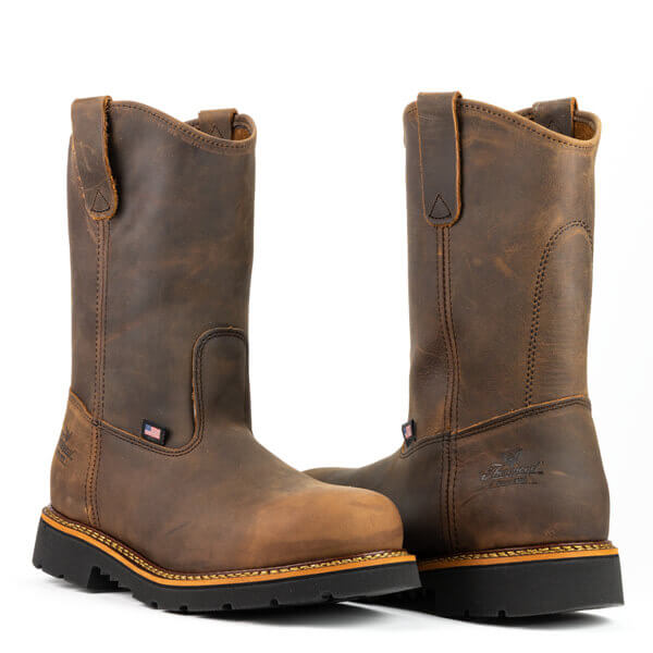 Front and back view of American Heritage 11" crazyhorse safety toe with a black 90 sole