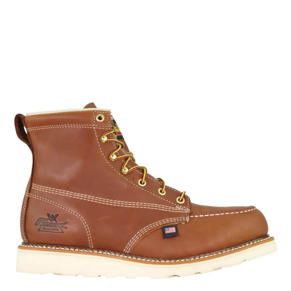 Side view of American Heritage 6" tobacco safety toe boot