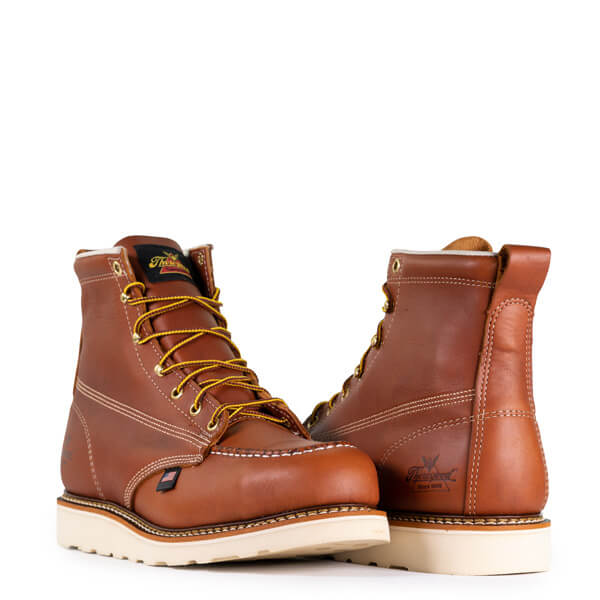 Front and back view of American Heritage 6" tobacco safety toe boot