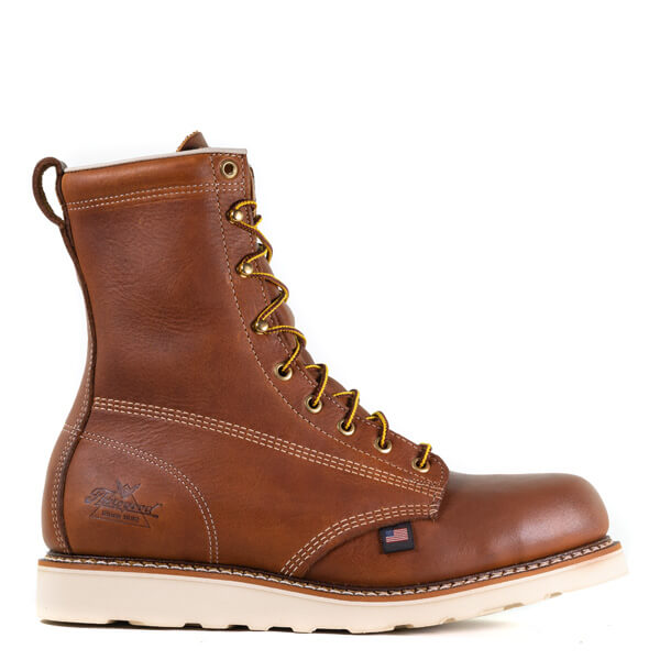 Side view of American Heritage 8" tobacco safety plain toe