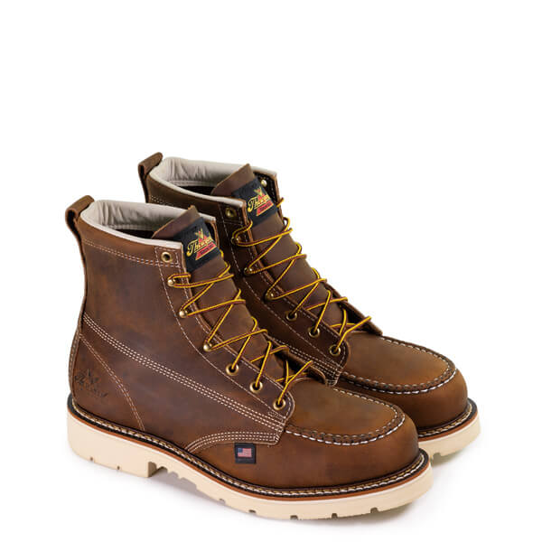 Pair shot of American Heritage 6" crazyhorse safety toe, moc toe boot
