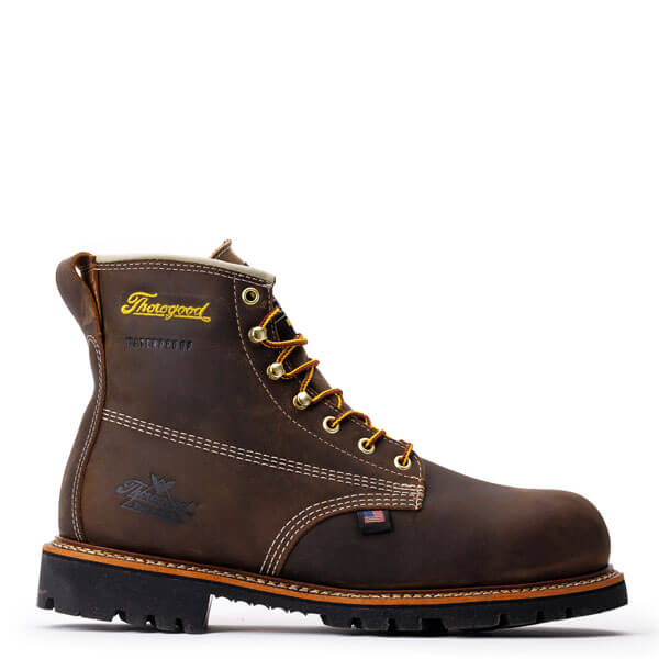 Side view of American Heritage insulated waterproof 6" safety toe