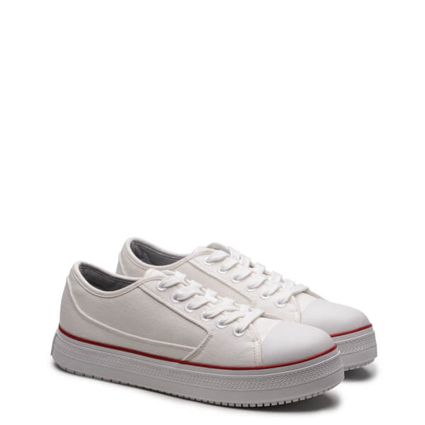 Pair shot of warehouse one low white shoe