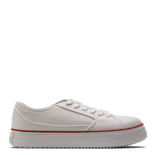 Side view of warehouse one low white shoe