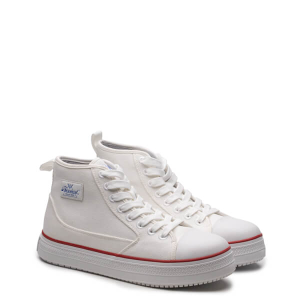 Pair shot of warehouse one mid white shoe