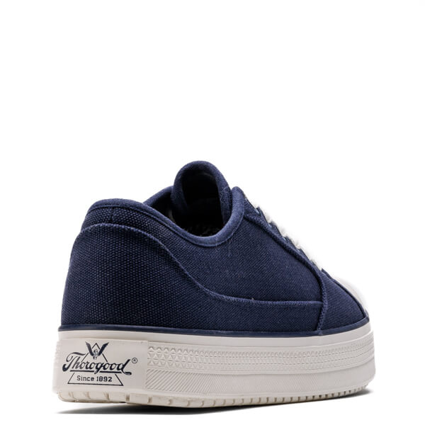 Angled back view of warehouse one low Navy shoe