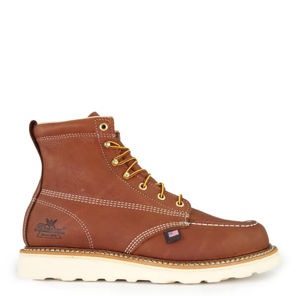Side view of American Heritage 6" tobacco moc toe boot
