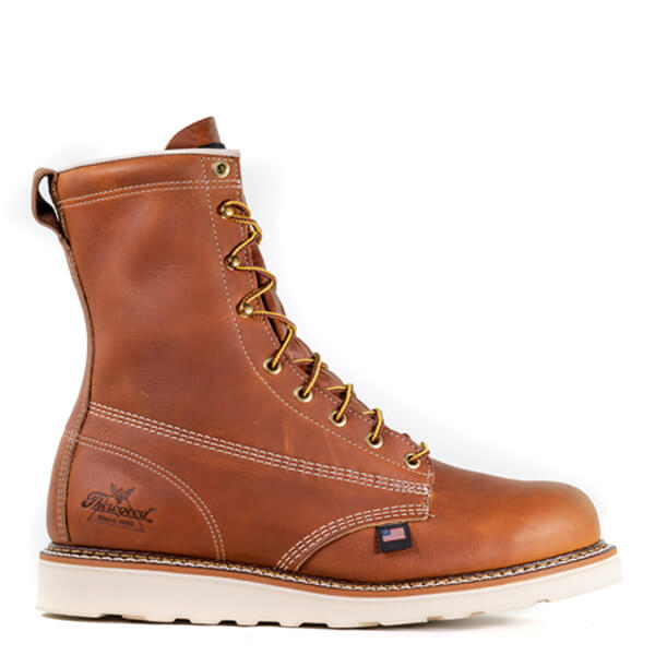 Side view of American Heritage 8" tobacco plain toe boot