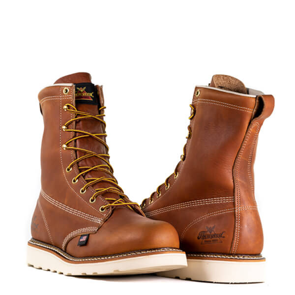 Front and back view of American Heritage 8" tobacco plain toe boot