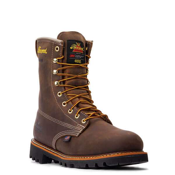 Angled front view of American Heritage insulated waterproof 8" boot