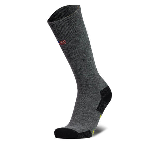 Left side view of cold weather hunting sock in packaging