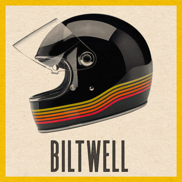 Side view of a black Biltwell helmet