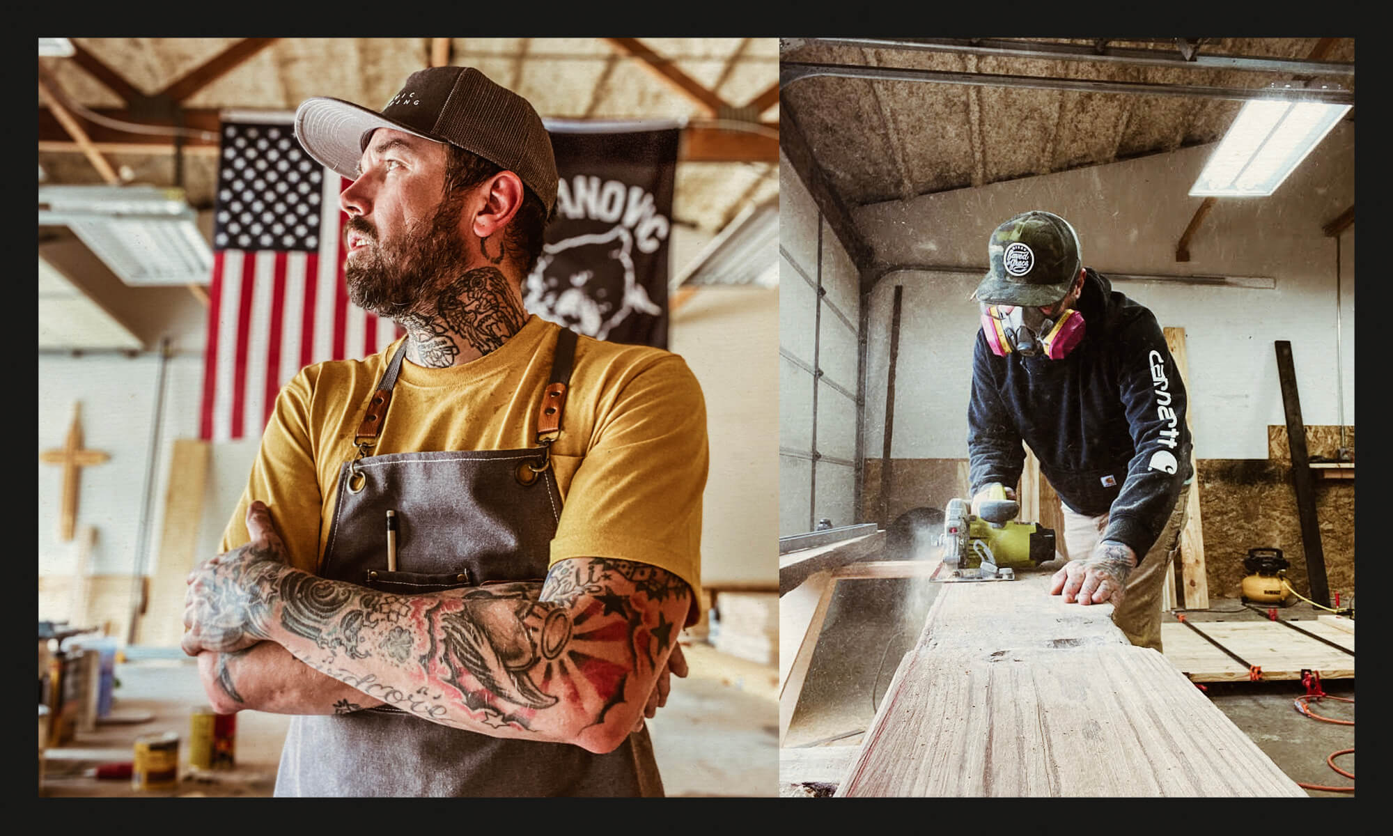 Images of Bobby in his home workshop