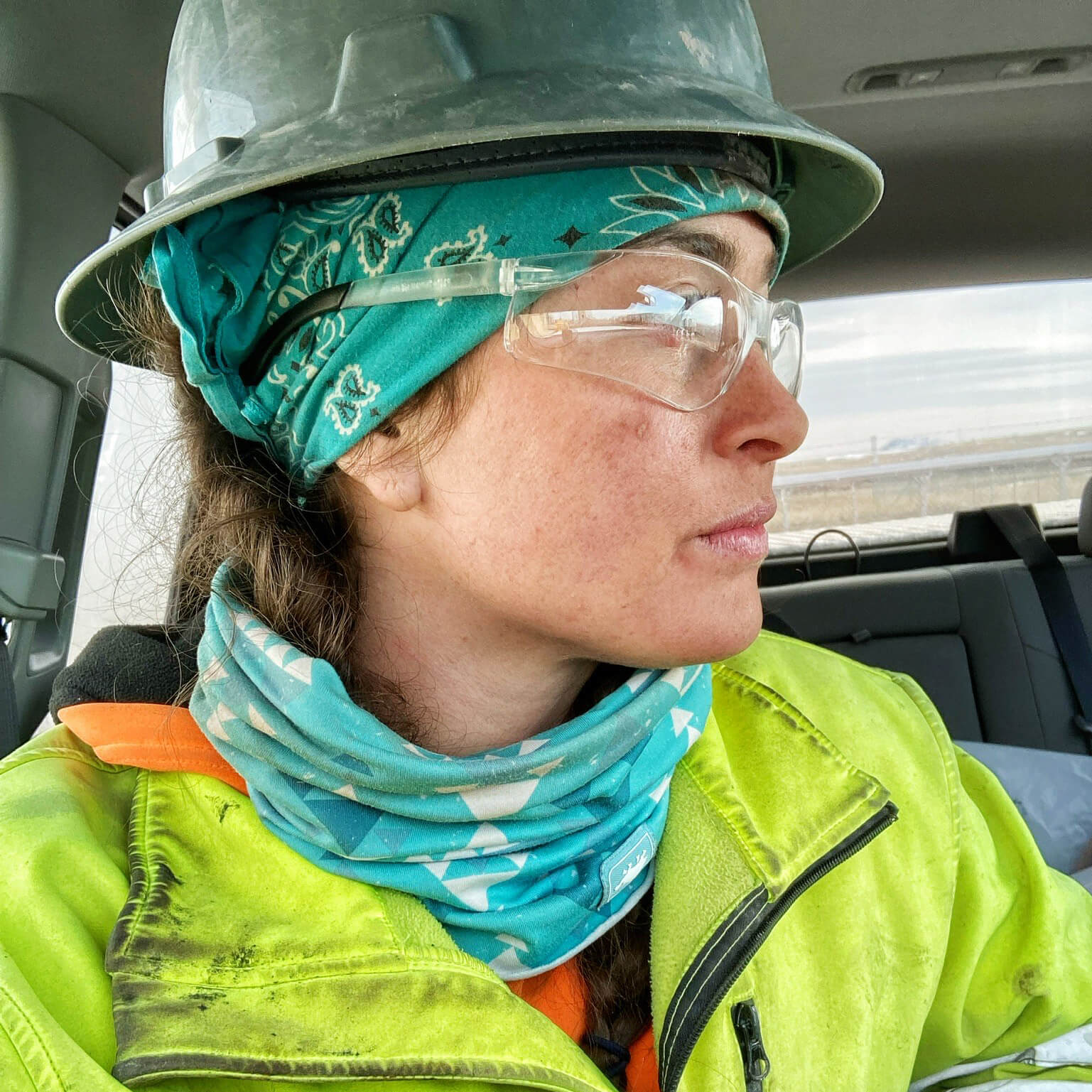 Woman with safety gear