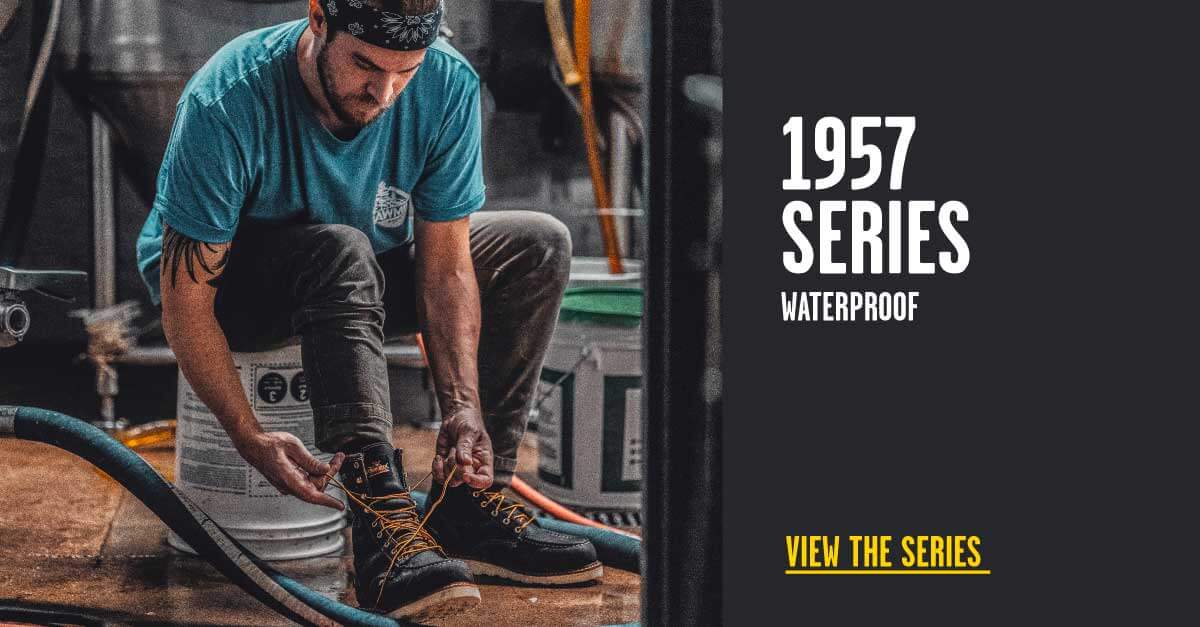 Brewer laces up Thorogood 1957 series waterproof work boots to clean out tanks.